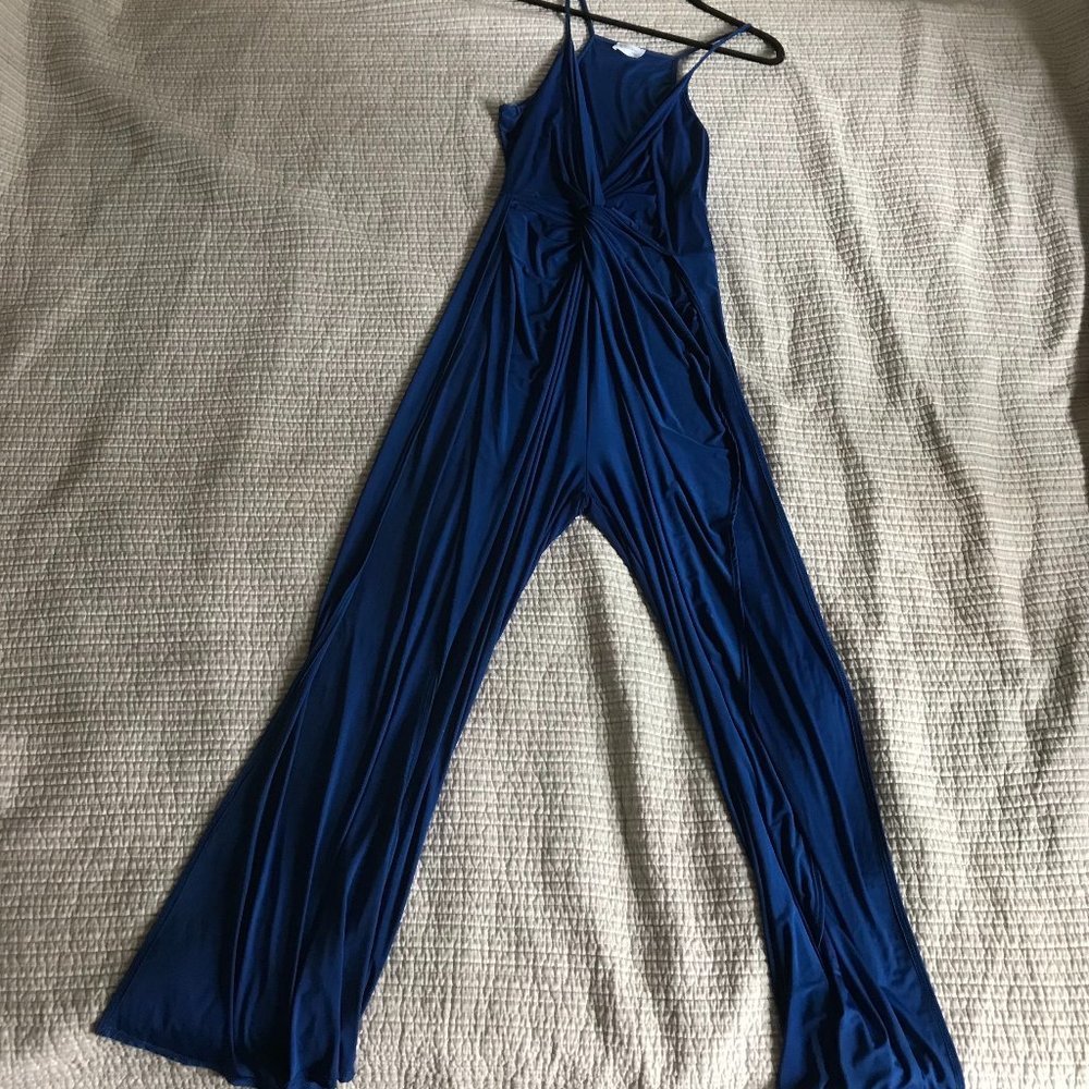 Forever 21 Blue High Slit Plus Jumpsuit
